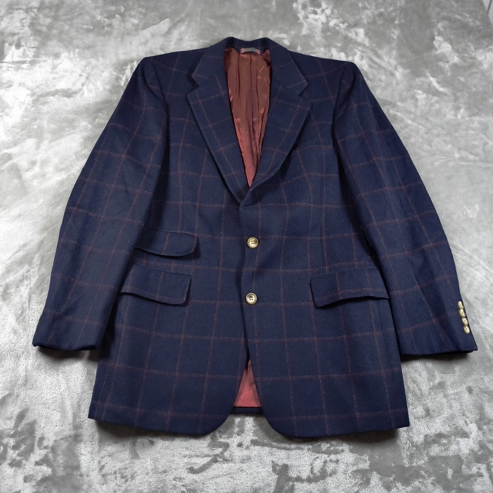 Vintage Austin Reed Blazer Mens 42R Windowpane Wool Plaid Sport Coat Made In USA